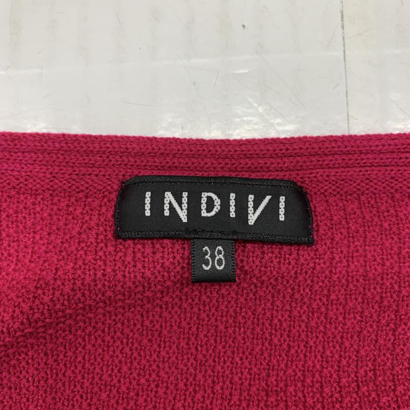 インディヴィ INDIVI ニット、セーター 長袖 Vネック 無地 38 無地 マゼンタ / マゼンタ / レディース USED 古着 中古 10022725