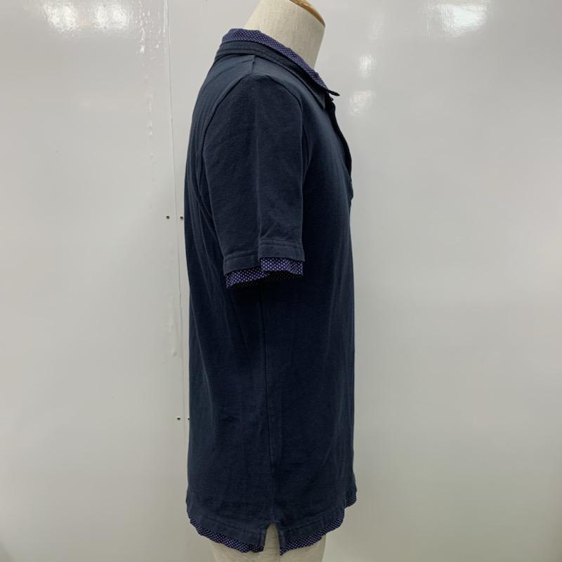 シップス SHIPS ポロシャツ 半袖 無地 ドット 40 無地 X ドット 紺 / ネイビー / メンズ USED 古着 中古 10022807