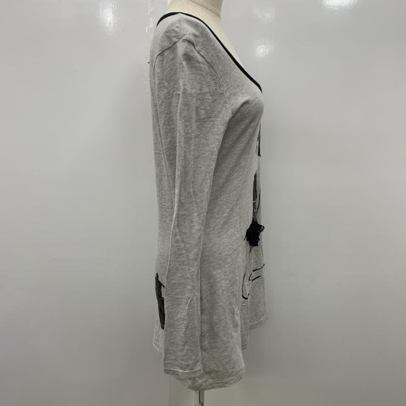 リエンダ rienda Tシャツ 長袖 ロンT FREE 無地 X キャラクター 灰 / グレー / X 黒 / ブラック / レディース USED 古着 中古 10022993