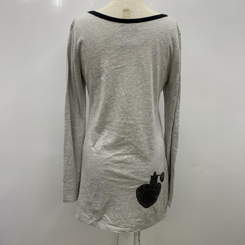 リエンダ rienda Tシャツ 長袖 ロンT FREE 無地 X キャラクター 灰 / グレー / X 黒 / ブラック / レディース USED 古着 中古 10022993