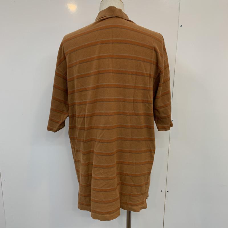 コロンビア Columbia ポロシャツ 半袖 ボーダー L ボーダー柄 茶 / ブラウン / X 橙 / オレンジ / X 灰 / グレー / メンズ USED 古着 中古 10023077