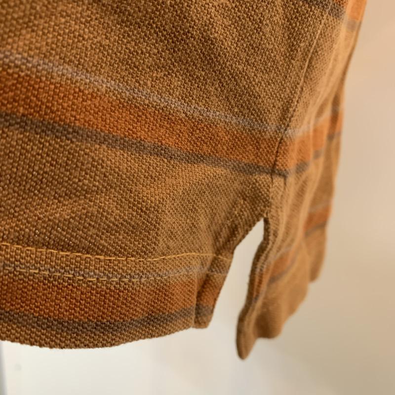 コロンビア Columbia ポロシャツ 半袖 ボーダー L ボーダー柄 茶 / ブラウン / X 橙 / オレンジ / X 灰 / グレー / メンズ USED 古着 中古 10023077