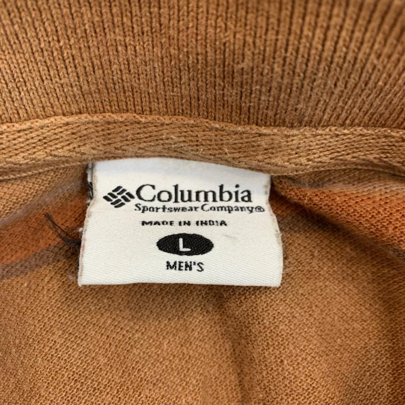 コロンビア Columbia ポロシャツ 半袖 ボーダー L ボーダー柄 茶 / ブラウン / X 橙 / オレンジ / X 灰 / グレー / メンズ USED 古着 中古 10023077