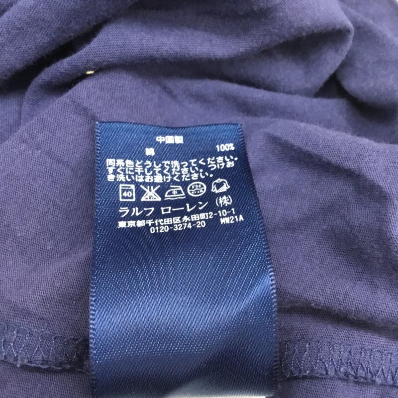 ラルフローレン RALPHLAUREN カットソー 半袖 無地 フリル 五分袖 120cm 無地 紺 / ネイビー / ガールズ USED 古着 中古 10023124