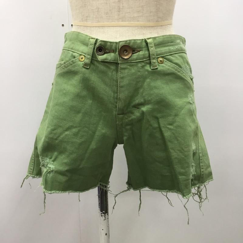 ラボラトリーワーク laboratory work パンツ ショートパンツ ショートパンツ デニム 無地 M 無地 黄緑 / イエローグリーン / レディース USED 古着 中古 10023196