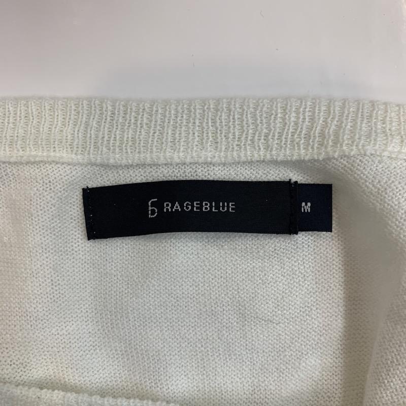 レイジブルー RAGEBLUE ニット、セーター 半袖 サマーニット M 無地 X 白 / ホワイト / X 紺 / ネイビー / メンズ USED 古着 中古 10023366