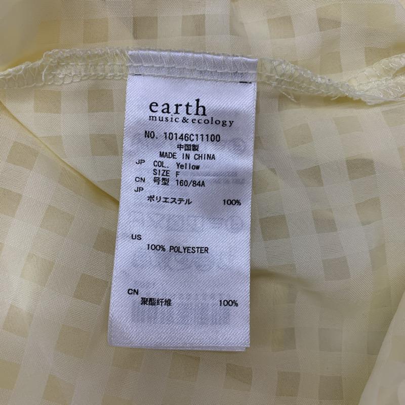 アースミュージックアンドエコロジー earth music&ecology カットソー  半袖カットソー チェック柄 FREE チェック 黄 / イエロー /  レディース USED 古着 中古 10023382