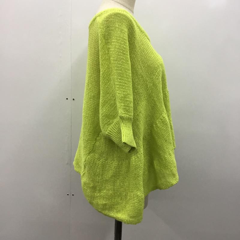 マーキュリービヨン MERCURYByon カットソー 七分袖 サマーセーター 無地 FREE 無地 黄緑 / イエローグリーン /  レディース USED 古着 中古 10023392