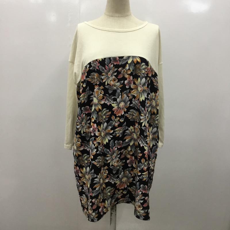 ダブルクローゼット w closet カットソー 七分袖 無地 花柄 FREE 無地 X 花柄 白 / ホワイト / X 黒 / ブラック / X 桃 / ピンク / X 橙 / オレンジ / X 黄 / イエロー /  レディース USED 古着 中古 10023434