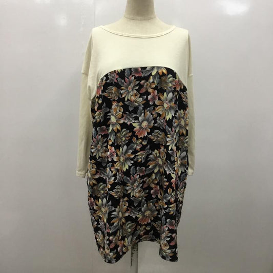 ダブルクローゼット w closet カットソー 七分袖 無地 花柄 FREE 無地 X 花柄 白 / ホワイト / X 黒 / ブラック / X 桃 / ピンク / X 橙 / オレンジ / X 黄 / イエロー /  レディース USED 古着 中古 10023434