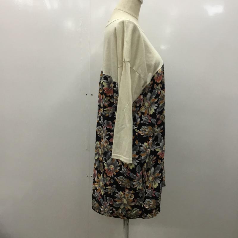 ダブルクローゼット w closet カットソー 七分袖 無地 花柄 FREE 無地 X 花柄 白 / ホワイト / X 黒 / ブラック / X 桃 / ピンク / X 橙 / オレンジ / X 黄 / イエロー /  レディース USED 古着 中古 10023434