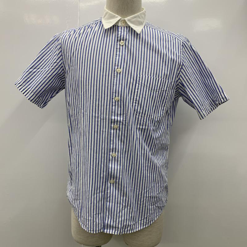 グリーンレーベルリラクシング green label relaxing シャツ、ブラウス 半袖 ストライプ M ストライプ 白 / ホワイト / X 水色 / ライトブルー / メンズ USED 古着 中古 10023526