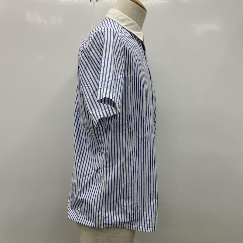 グリーンレーベルリラクシング green label relaxing シャツ、ブラウス 半袖 ストライプ M ストライプ 白 / ホワイト / X 水色 / ライトブルー / メンズ USED 古着 中古 10023526