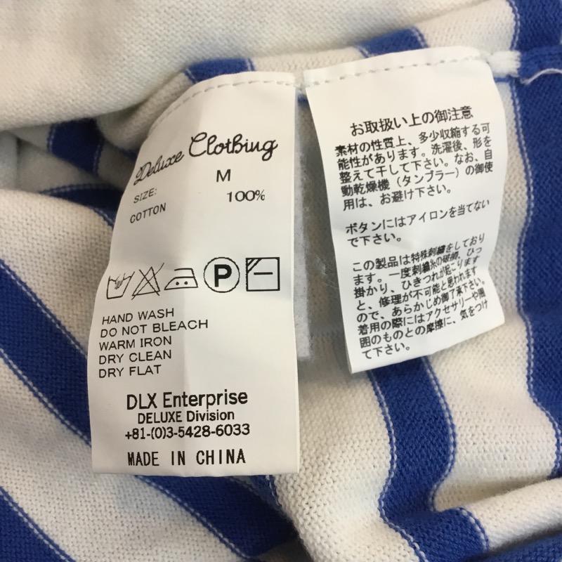 デラックス DELUXE ポロシャツ 七分袖 ボーダー M ボーダー柄 白 / ホワイト / X 青 / ブルー / メンズ USED 古着 中古 10023677