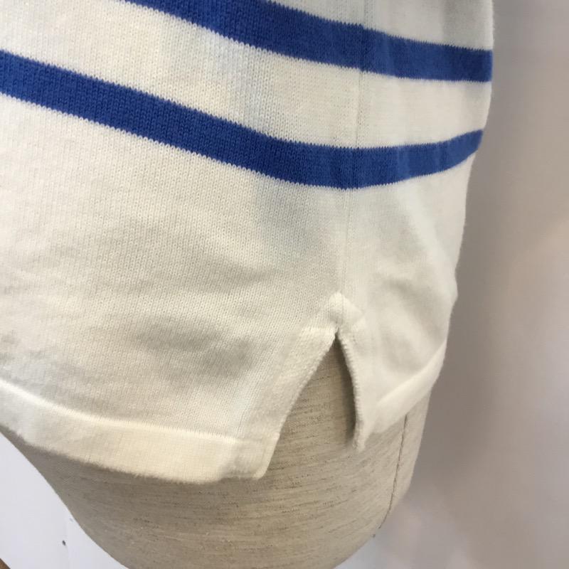 デラックス DELUXE ポロシャツ 七分袖 ボーダー M ボーダー柄 白 / ホワイト / X 青 / ブルー / メンズ USED 古着 中古 10023677