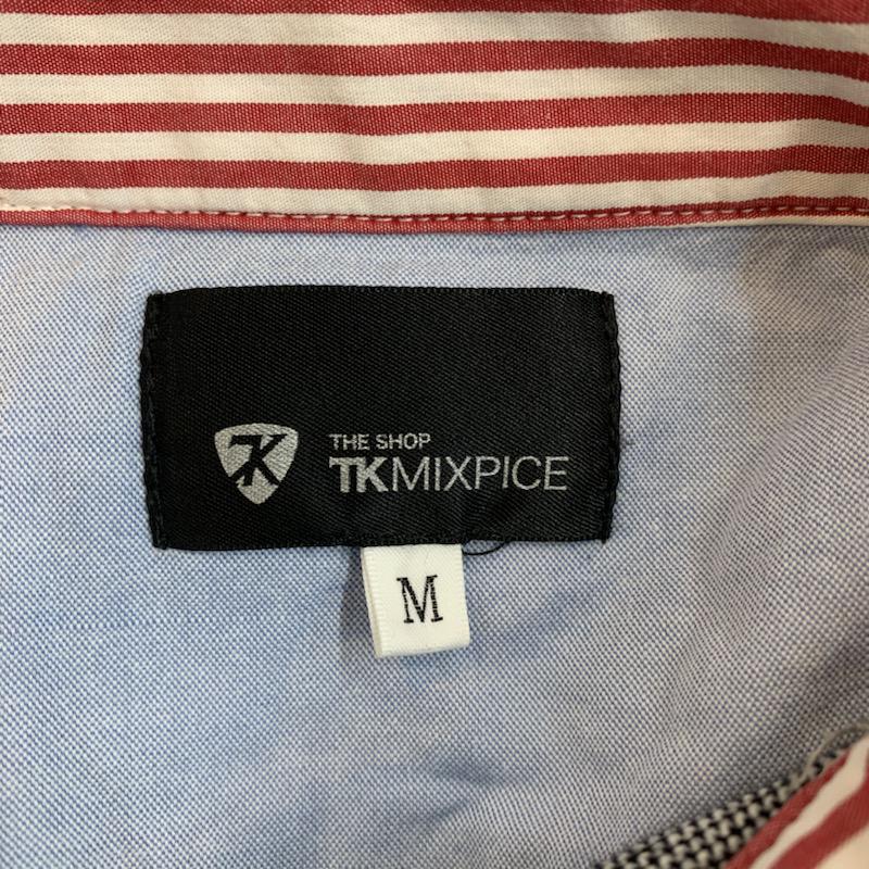 ザショップティーケーミクスパイス THESHOPTKMIXPICE ポロシャツ 半袖 2重襟 無地 チェック M 無地 X チェック 灰 / グレー / メンズ USED 古着 中古 10023710