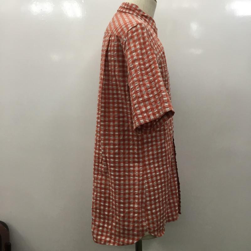 グローバルワーク GLOBAL WORK シャツ、ブラウス チェックシャツ 半袖 XL チェック 白 / ホワイト / X 橙 / オレンジ / メンズ USED 古着 中古 10023718