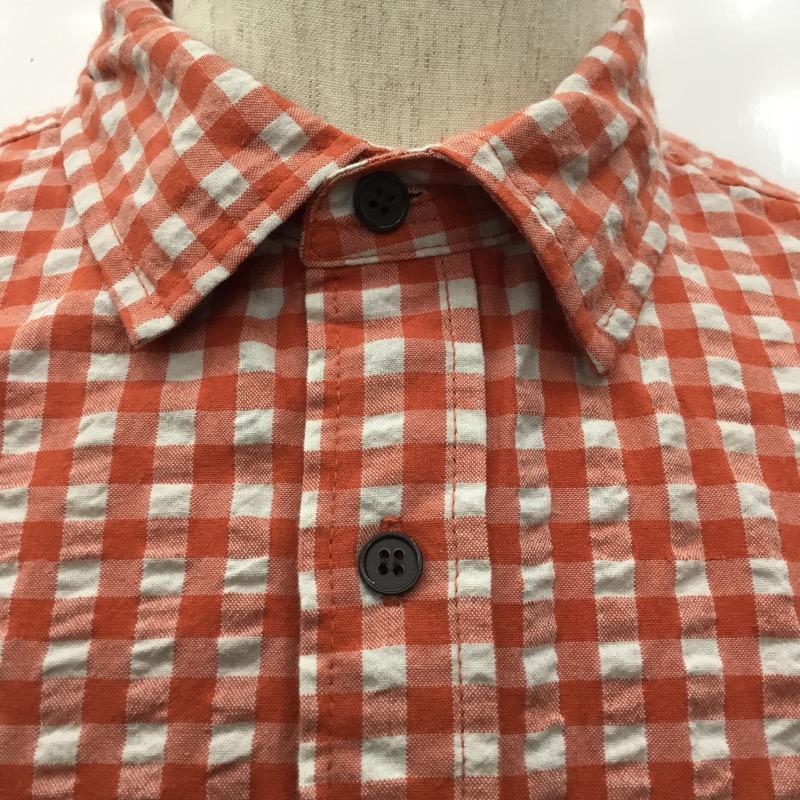 グローバルワーク GLOBAL WORK シャツ、ブラウス チェックシャツ 半袖 XL チェック 白 / ホワイト / X 橙 / オレンジ / メンズ USED 古着 中古 10023718