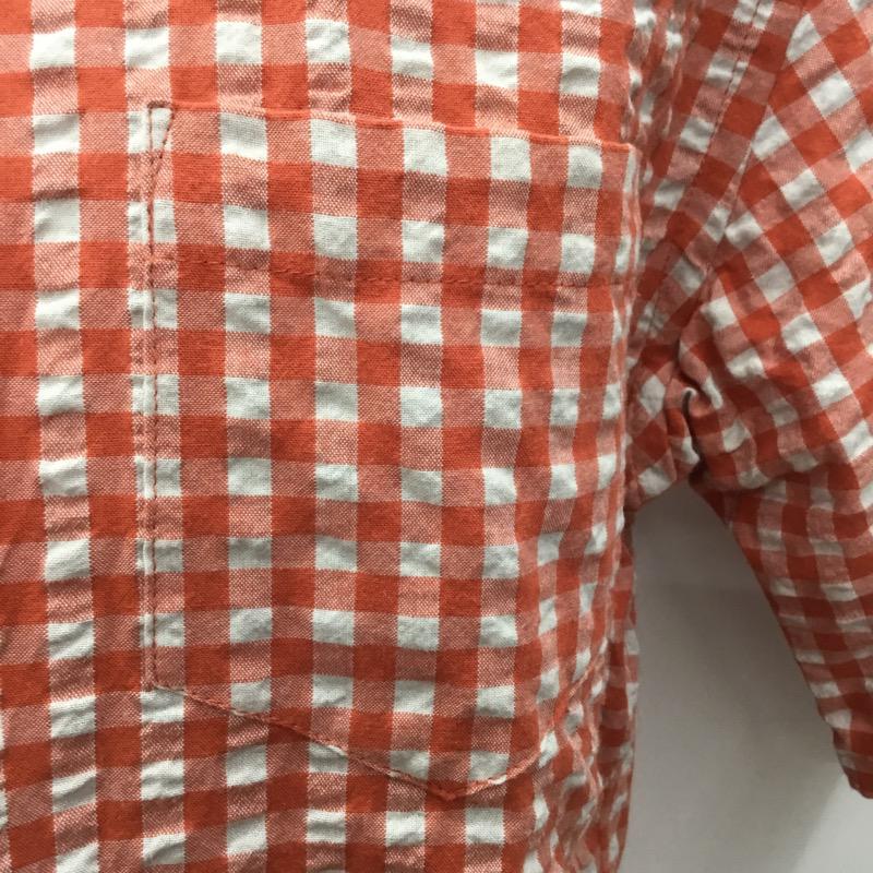 グローバルワーク GLOBAL WORK シャツ、ブラウス チェックシャツ 半袖 XL チェック 白 / ホワイト / X 橙 / オレンジ / メンズ USED 古着 中古 10023718