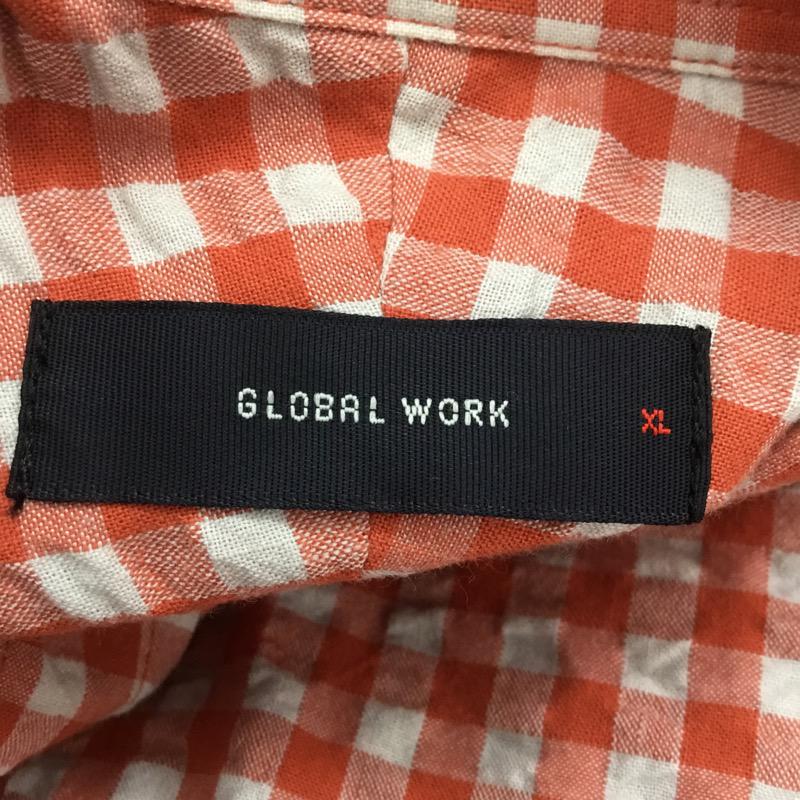 グローバルワーク GLOBAL WORK シャツ、ブラウス チェックシャツ 半袖 XL チェック 白 / ホワイト / X 橙 / オレンジ / メンズ USED 古着 中古 10023718