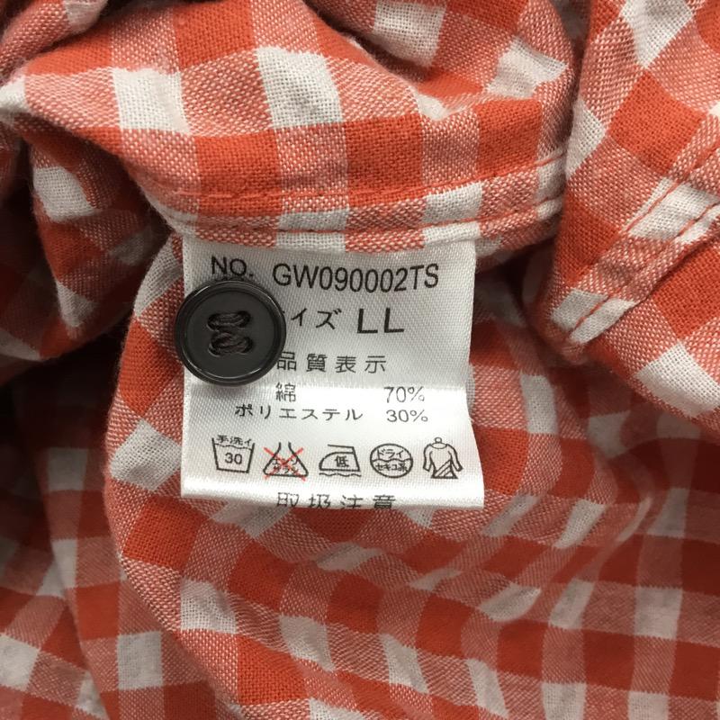 グローバルワーク GLOBAL WORK シャツ、ブラウス チェックシャツ 半袖 XL チェック 白 / ホワイト / X 橙 / オレンジ / メンズ USED 古着 中古 10023718