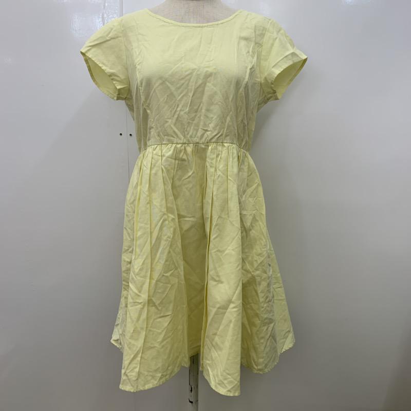 イーハイフンワールドギャラリー E hyphen world gallery ワンピース ワンピース チュニック 半袖 FREE 無地 黄 / イエロー / レディース USED 古着 中古 10023830