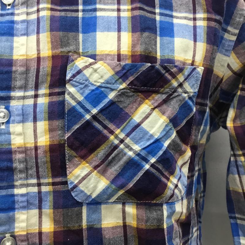 レイジブルー RAGEBLUE シャツ、ブラウス 七分袖 チェックシャツ M チェック 青 / ブルー / X 紫 / パープル / X アイボリー / アイボリー / X 黄 / イエロー / メンズ USED 古着 中古 10023867