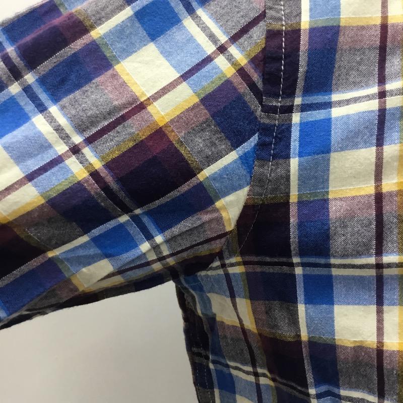 レイジブルー RAGEBLUE シャツ、ブラウス 七分袖 チェックシャツ M チェック 青 / ブルー / X 紫 / パープル / X アイボリー / アイボリー / X 黄 / イエロー / メンズ USED 古着 中古 10023867