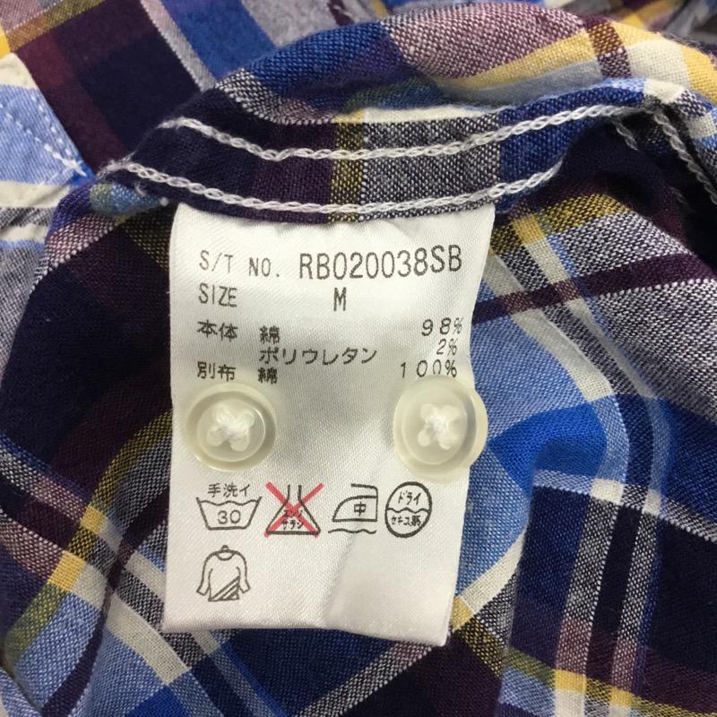 レイジブルー RAGEBLUE シャツ、ブラウス 七分袖 チェックシャツ M チェック 青 / ブルー / X 紫 / パープル / X アイボリー / アイボリー / X 黄 / イエロー / メンズ USED 古着 中古 10023867