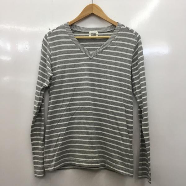 タケオキクチ TAKEO KIKUCHI Tシャツ ロンT 長袖カットソー ボーダー 2 ボーダー柄 灰 / グレー / メンズ USED 古着 中古 10024971