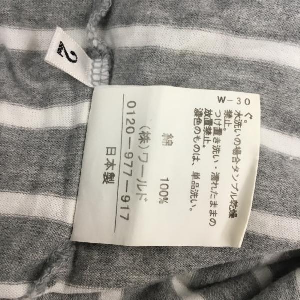 タケオキクチ TAKEO KIKUCHI Tシャツ ロンT 長袖カットソー ボーダー 2 ボーダー柄 灰 / グレー / メンズ USED 古着 中古 10024971
