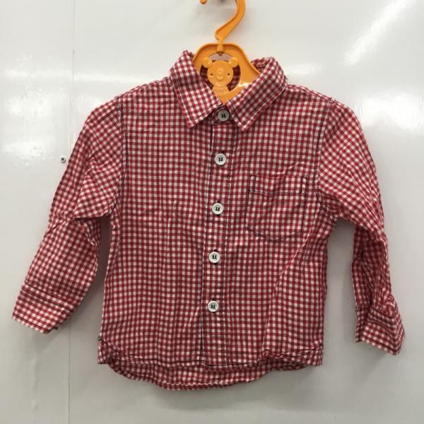 グローバルワーク GLOBAL WORK シャツ、ブラウス キッズ 長袖シャツ S S チェック 白 / ホワイト / X 赤 / レッド / メンズ USED 古着 中古 10025153