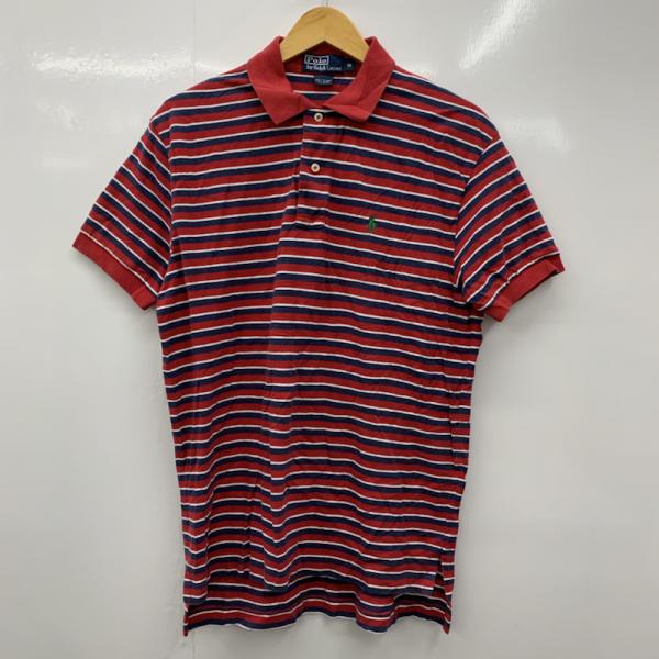 ポロバイラルフローレン Polo by RALPH LAUREN ポロシャツ ポロシャツ 半袖 ボーダー ロゴマーク M ボーダー柄 赤 / レッド / メンズ USED 古着 中古 10025644