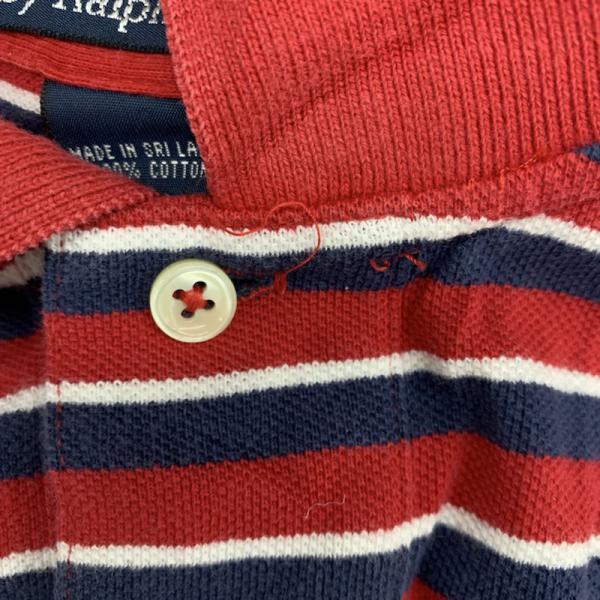 ポロバイラルフローレン Polo by RALPH LAUREN ポロシャツ ポロシャツ 半袖 ボーダー ロゴマーク M ボーダー柄 赤 / レッド / メンズ USED 古着 中古 10025644