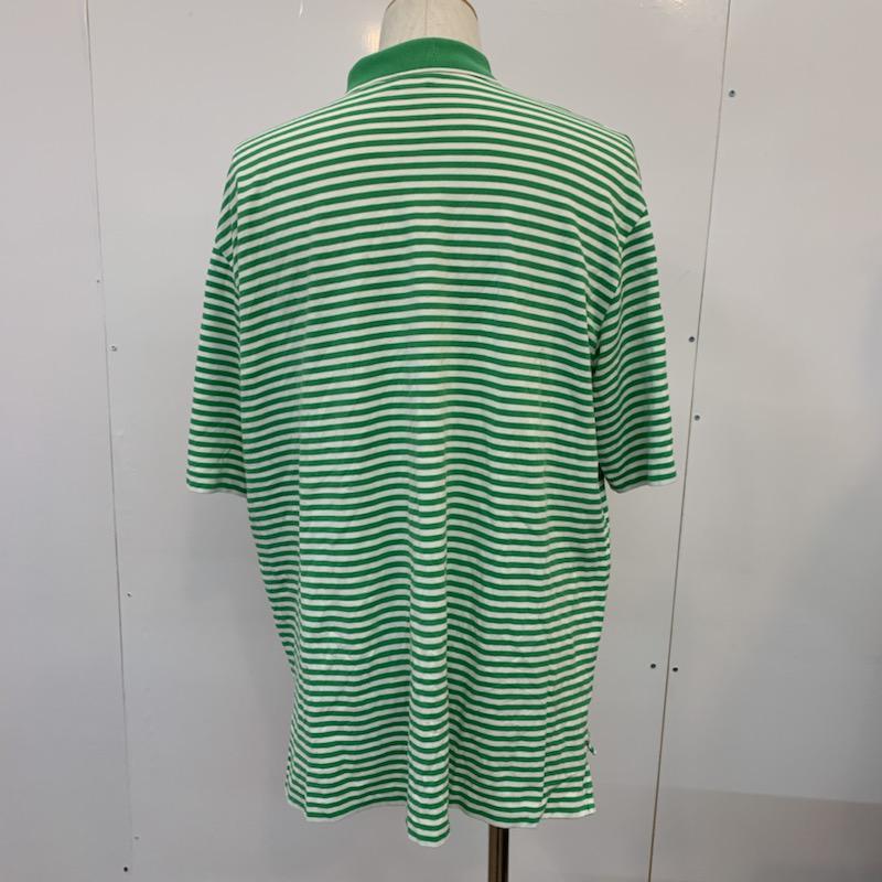 ポロゴルフラルフローレン POLOGOLF ポロシャツ 半袖 ボーダー ワンポイント L ボーダー柄 X ワンポイント 緑 / グリーン / X 白 / ホワイト / メンズ USED 古着 中古 10025650