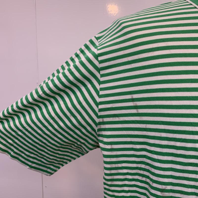 ポロゴルフラルフローレン POLOGOLF ポロシャツ 半袖 ボーダー ワンポイント L ボーダー柄 X ワンポイント 緑 / グリーン / X 白 / ホワイト / メンズ USED 古着 中古 10025650