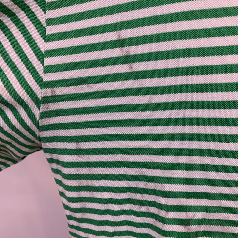 ポロゴルフラルフローレン POLOGOLF ポロシャツ 半袖 ボーダー ワンポイント L ボーダー柄 X ワンポイント 緑 / グリーン / X 白 / ホワイト / メンズ USED 古着 中古 10025650