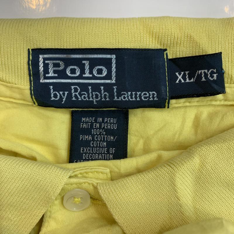 ポロバイラルフローレン Polo by RALPH LAUREN ポロシャツ 半袖 無地 ワンポイント XL 無地 X ワンポイント 黄 / イエロー / メンズ USED 古着 中古 10025651