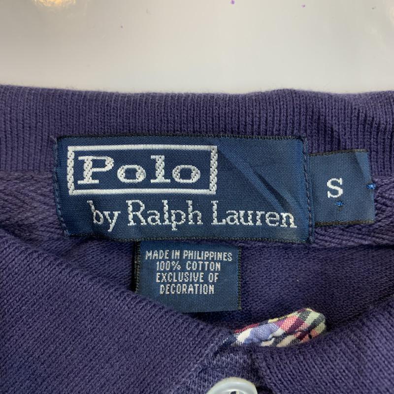 ポロバイラルフローレン Polo by RALPH LAUREN ポロシャツ 半袖 無地 ワンポイント S 無地 X ワンポイント 紺 / ネイビー / メンズ USED 古着 中古 10025664