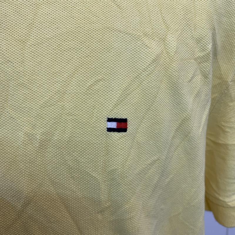 トミーヒルフィガー TOMMY HILFIGER ポロシャツ 半袖 無地 ワンポイント L 無地 X ワンポイント 黄 / イエロー / メンズ USED 古着 中古 10025692