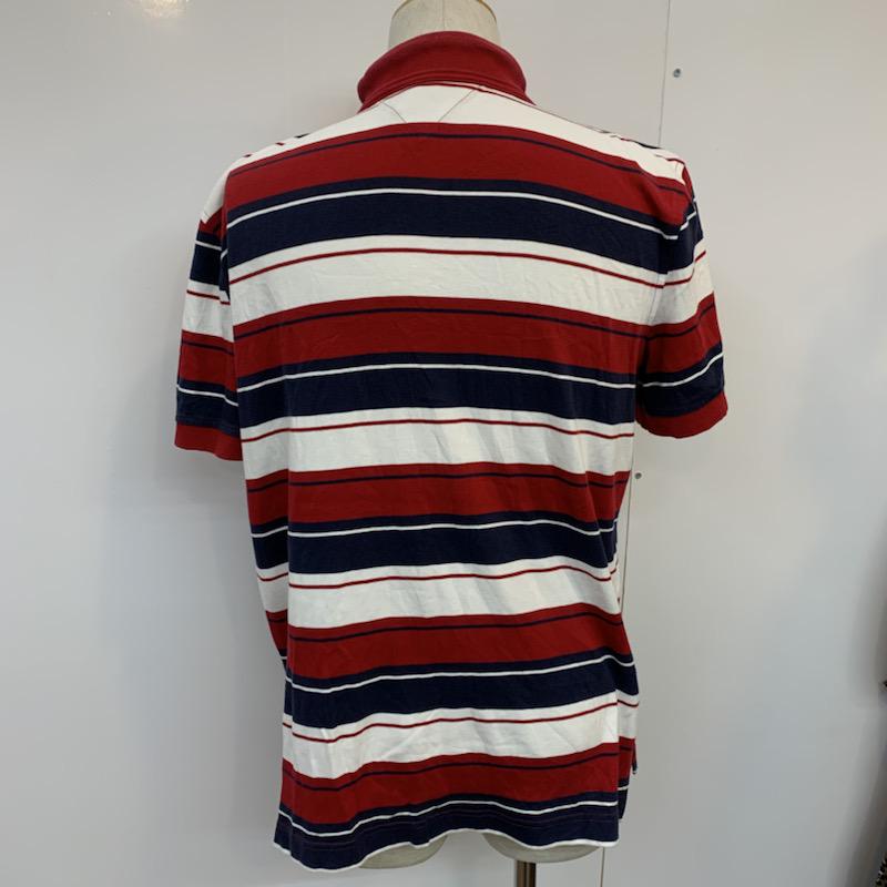 トミーヒルフィガー TOMMY HILFIGER ポロシャツ 半袖 ボーダー ワンポイント M ボーダー柄 X ワンポイント 白 / ホワイト / X 赤 / レッド / X 紺 / ネイビー / メンズ USED 古着 中古 10025711