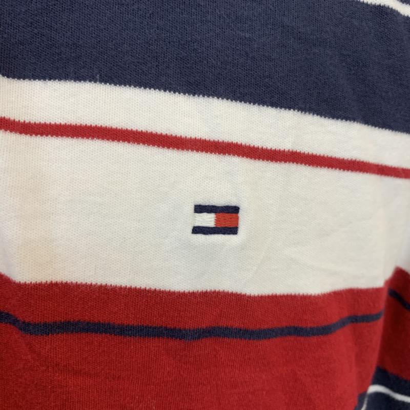 トミーヒルフィガー TOMMY HILFIGER ポロシャツ 半袖 ボーダー ワンポイント M ボーダー柄 X ワンポイント 白 / ホワイト / X 赤 / レッド / X 紺 / ネイビー / メンズ USED 古着 中古 10025711