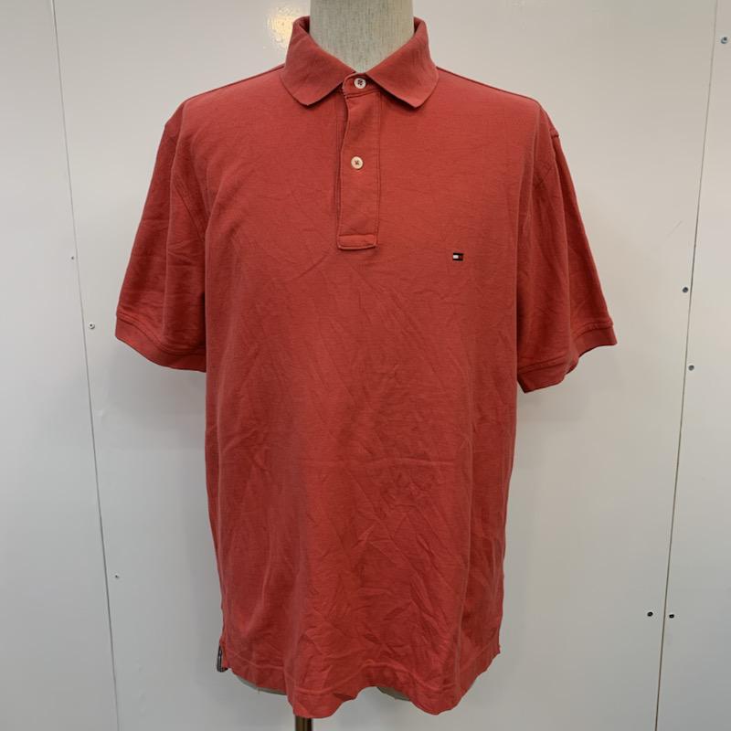 トミーヒルフィガー TOMMY HILFIGER ポロシャツ 半袖 無地 ワンポイント M 無地 X ワンポイント 赤 / レッド / メンズ USED 古着 中古 10025716