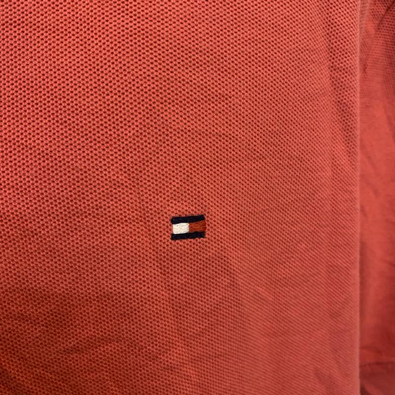 トミーヒルフィガー TOMMY HILFIGER ポロシャツ 半袖 無地 ワンポイント M 無地 X ワンポイント 赤 / レッド / メンズ USED 古着 中古 10025716