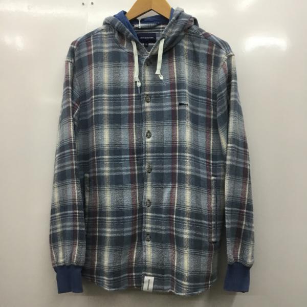 ディセンダント DESCENDANT シャツ、ブラウス 長袖 長袖シャツ チェック フーディ DESCENDANT HOODED LS SHIRT 191WVDS-SHM01 タグ付き 1 チェック 青 / ブルー / X 水色 / ライトブルー / メンズ USED 古着 中古 10025933