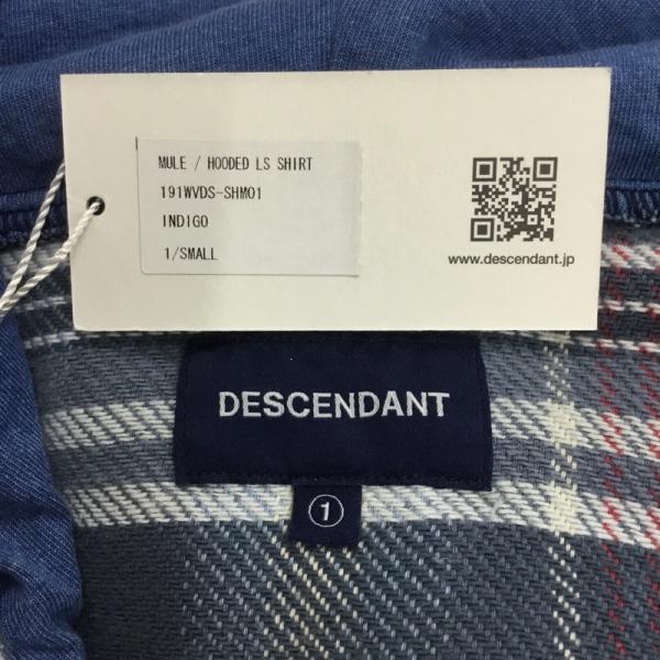 ディセンダント DESCENDANT シャツ、ブラウス 長袖 長袖シャツ チェック フーディ DESCENDANT HOODED LS SHIRT 191WVDS-SHM01 タグ付き 1 チェック 青 / ブルー / X 水色 / ライトブルー / メンズ USED 古着 中古 10025933