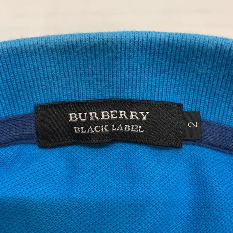 バーバリーブラックレーベル BURBERRY BLACK LABEL ポロシャツ 半袖 ワンポイント 無地 2 無地 X ワンポイント 水色 / ライトブルー / メンズ USED 古着 中古 10026074