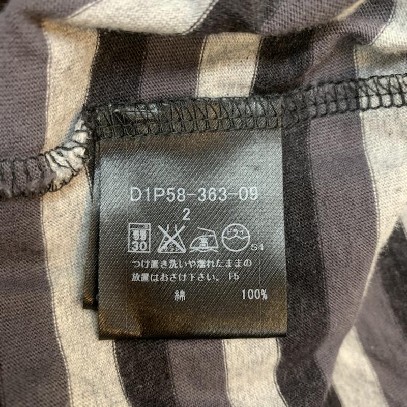 バーバリーブラックレーベル BURBERRY BLACK LABEL Tシャツ 半袖 ボーダー ワンポイント 2 ボーダー柄 X ワンポイント 黒 / ブラック / X 灰 / グレー / メンズ USED 古着 中古 10026292