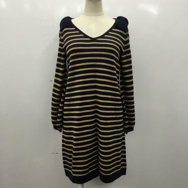 ビームス ハート BEAMS HEART ニット、セーター チュニック ニット セーター 長袖 ボーダー Vネック FREE ボーダー柄 レディース USED 古着 中古 10026620