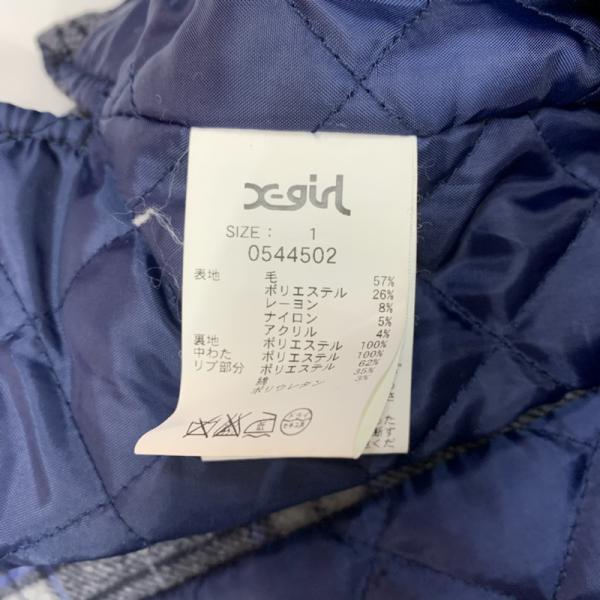エックスガール X-girl ジャケット、上着 アウター ジャケット チェック ジップアップ X-girl HOLIDAY CPO JACKET 1 チェック 青 / ブルー / X 灰 / グレー / X 紺 / ネイビー / レディース USED 古着 中古 10027610